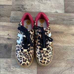 GBG Los Angeles Leopard Print Sneakers with Red Accents